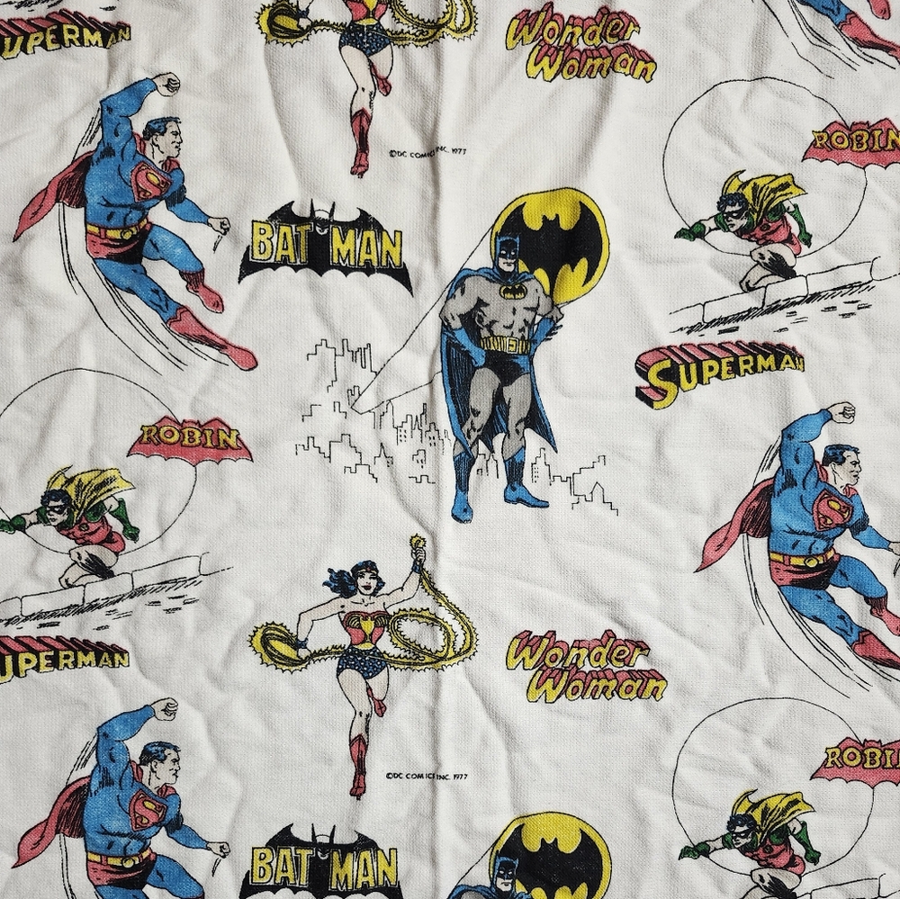Vintage 1977 DC Comics Twin Thick Sheet Throw Blanket Superheroes Batman Robin
